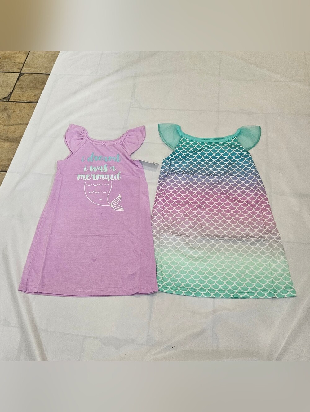 NWT Carter's Girls Mermaid Nightgown Pajama Dresses 2-Pack 3T
